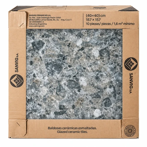 Losa de Piso Gres Cerámico Granito Verde Amarillo Sanvig (40x40 cm / Caja de 1.6 m²)